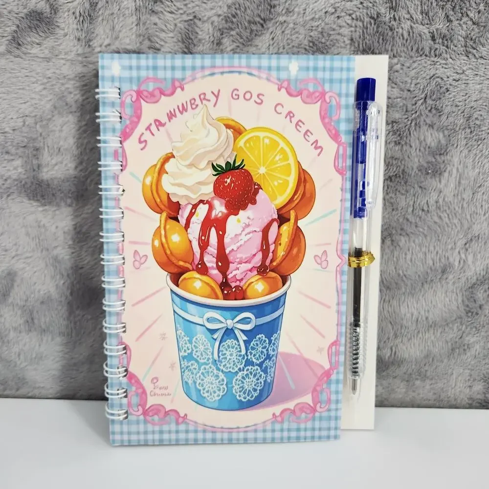 2 Spiral Pocket Notebook/Pen Ice Cream Cup & Candyland 4x5.5